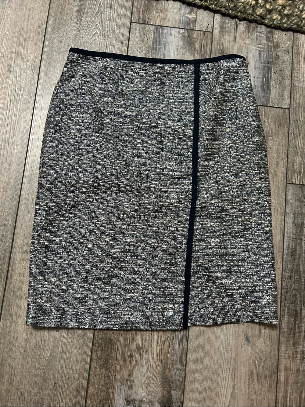 TORY BURCH Skirt Jacquard Blue/Beige Metallic Tweed size 4
